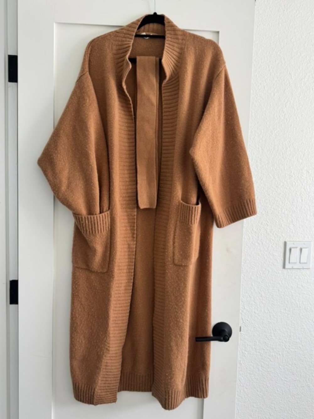 Flannel Wool & Cashmere Long Cardigan – One Size